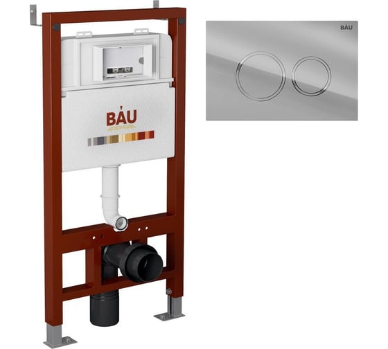 Изображение товара Инсталляция для подвесного унитаза Bauedge клавиша смыва BAU Dream для инсталляциии, хром Q111300-Q00004