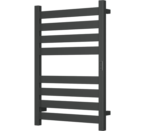 Изображение товара Дизайнерский электрический профильный полотенцесушитель Bauedge BAU Elite 50x80, 8 планок, универсальный, черный матовый RAL 9005 DB-0052