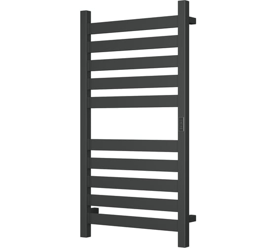 Изображение товара Дизайнерский электрический профильный полотенцесушитель Bauedge BAU Elite 50x100, 10 планок, универсальный, черный матовый RAL 9005 DB-0049