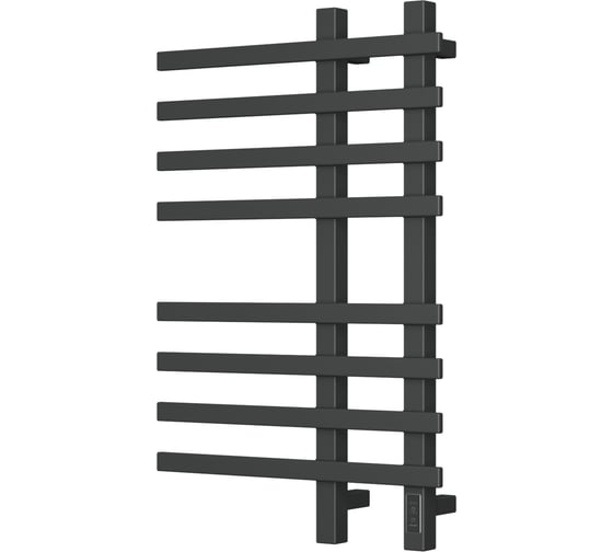 Изображение товара Дизайнерский электрический профильный полотенцесушитель Bauedge BAU Wind 50x80, 8 планок, черный матовый RAL 9005 DB-0058