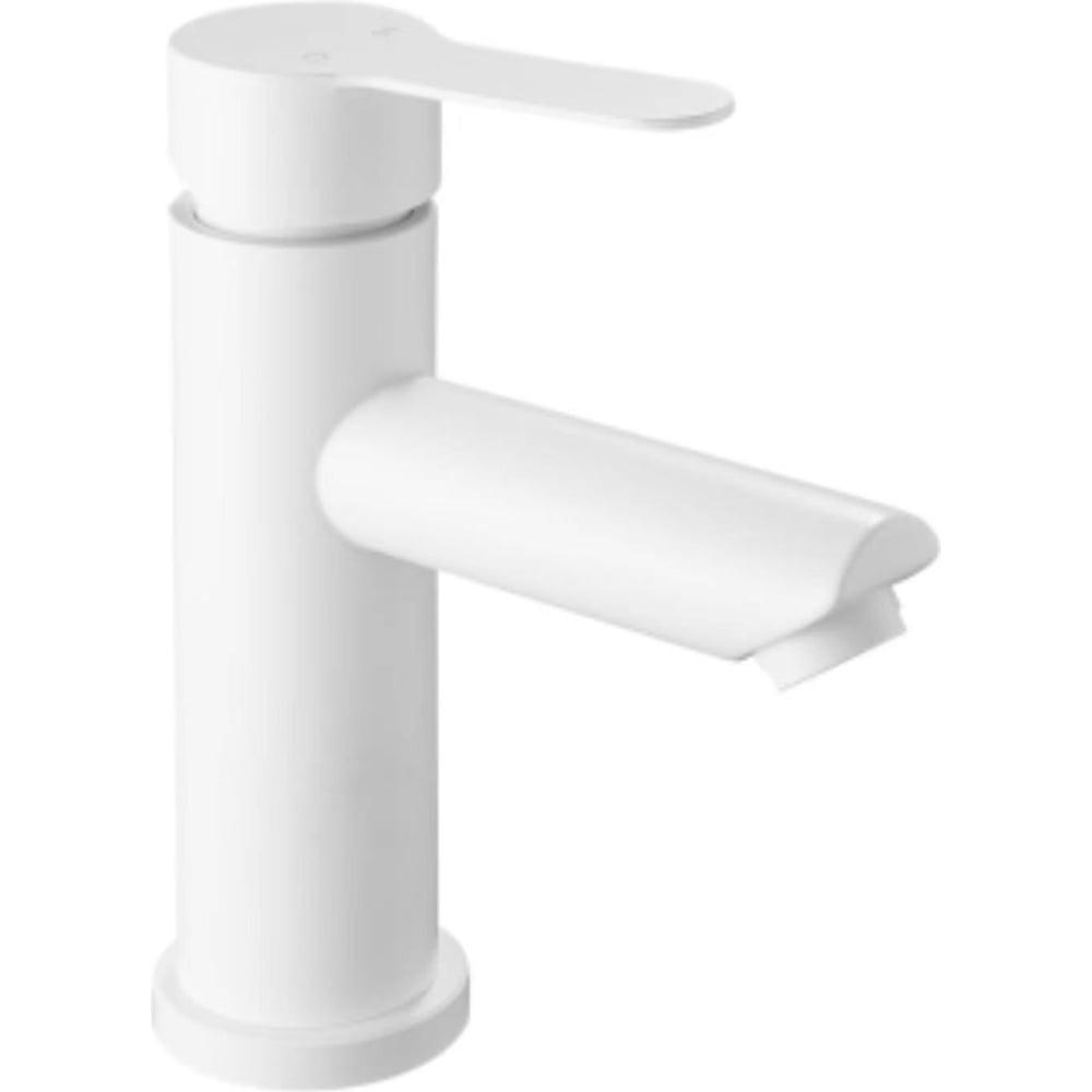 Изображение товара Смеситель для умывальника матовый белый 164 мм однорычажный фиксированный излив