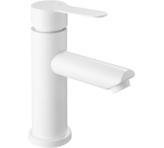 Изображение товара Смеситель для раковины/ для умывальника матовый белый 164 мм, однорычажное управление. фиксированный излив. монтаж на одно отверстие, на гайке. материал нержавеющая сталь sus 304 OUTE T40101K