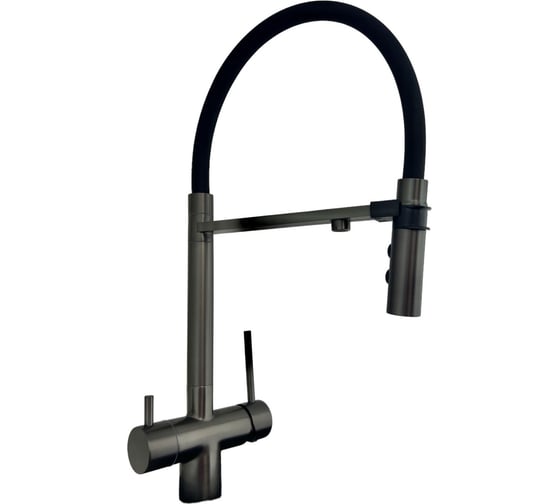 Изображение товара Смеситель для кухни с гибким изливом на магните и дополнительным выводом под фильтр OUTE титан T61403BY