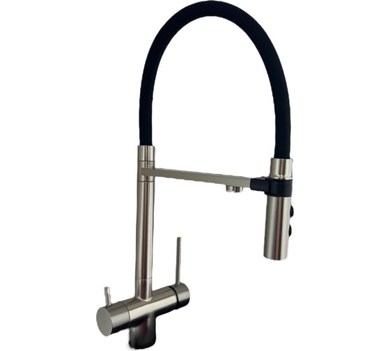 Изображение товара Смеситель для кухни с гибким изливом на магните и дополнительным выводом под фильтр OUTE сатин T61403BL