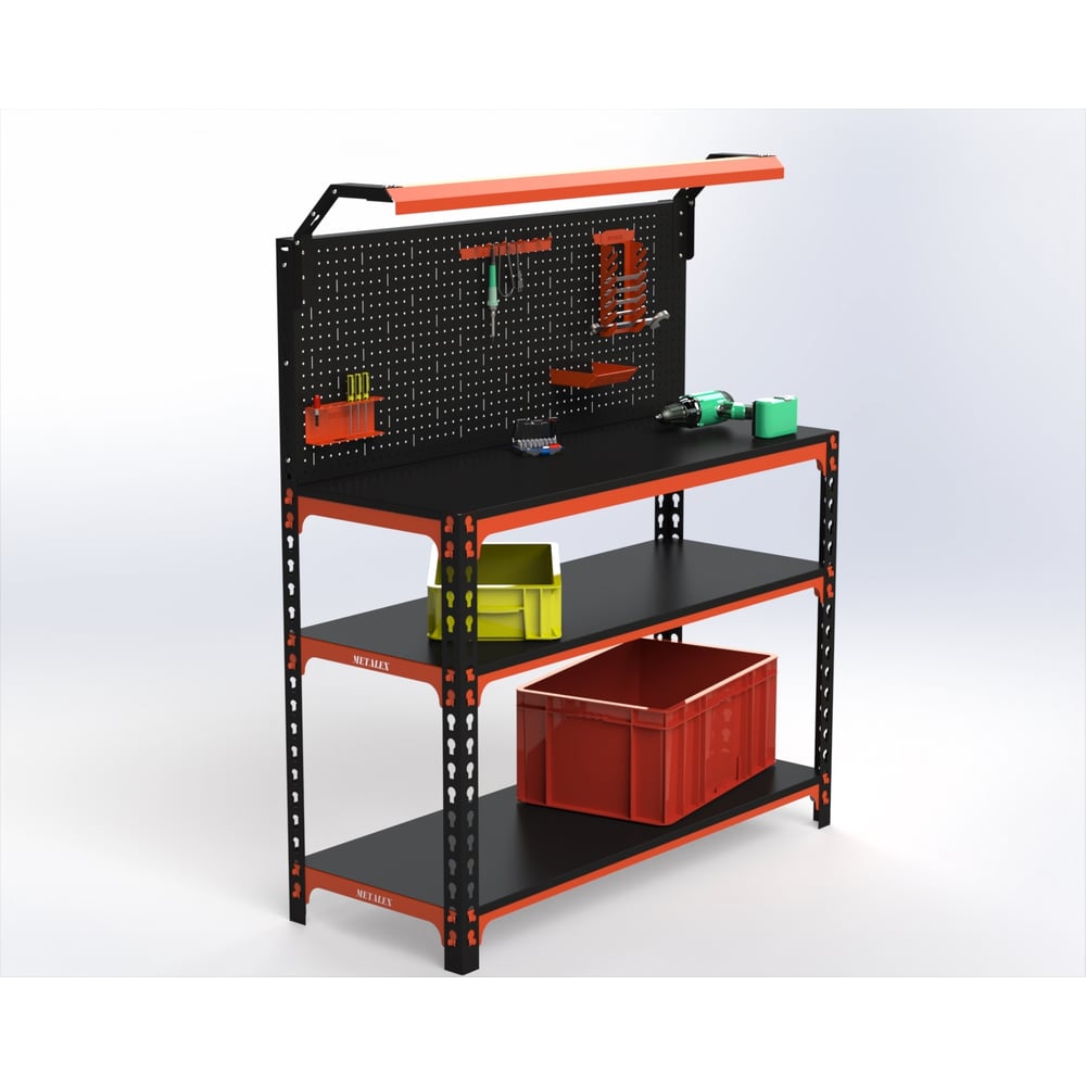 Изображение товара Верстак ООО Металекс серия SUN 950x1400x600 мм с полками и освещением