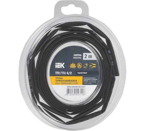 Изображение товара Термоусадочная трубка IEK ТТУ нг-ls 4/2 черная (2м/упак) UDR12-004-002-002-K02-T