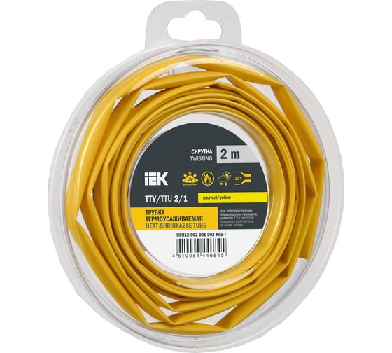 Изображение товара Термоусадочная трубка IEK ТТУ нг-ls 2/1 желтая (2м/упак) UDR12-002-001-002-K05-T