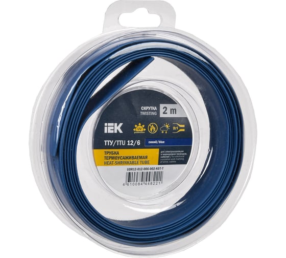 Изображение товара Термоусадочная трубка IEK ТТУ нг-ls 12/6 синяя (2м/упак) UDR12-012-006-002-K07-T