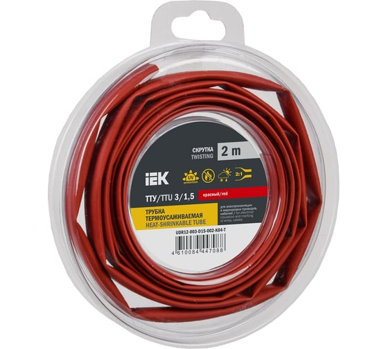 Изображение товара Термоусадочная трубка IEK ТТУ нг-ls 3/1,5 красная (2м/упак) UDR12-003-D15-002-K04-T
