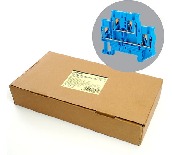 Изображение товара Пружинный 4-проводной проходной зажим 2 уровня STEKKER ЗНИ - 2,5 ,jxb pt 2,5, синий ld575-2-25, 49255