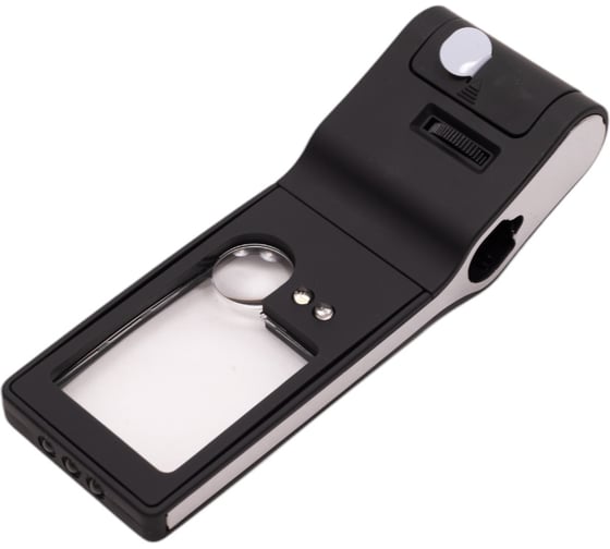 Изображение товара Карманная лупа 3/10/55x для чтения с микроскопом и подсветкой /6 LED/ черная Pro Legend PL4424