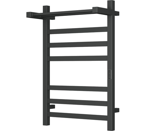 Изображение товара Электрический профильный полотенцесушитель с полкой Bauedge BAU Hotel Shelf 50x80, 6 планок, универсальный, черный матовый RAL 9005 DB-0006