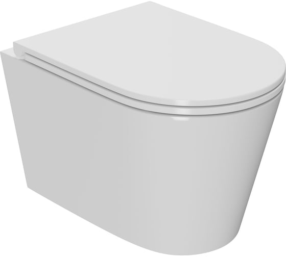 Изображение товара Подвесной безободковый унитаз Bauedge Bau Nimb Hurricane-2, торнадо обратного потока, быстросъемное тонкое сиденье дюропласт микролифт BK0001-HQ2