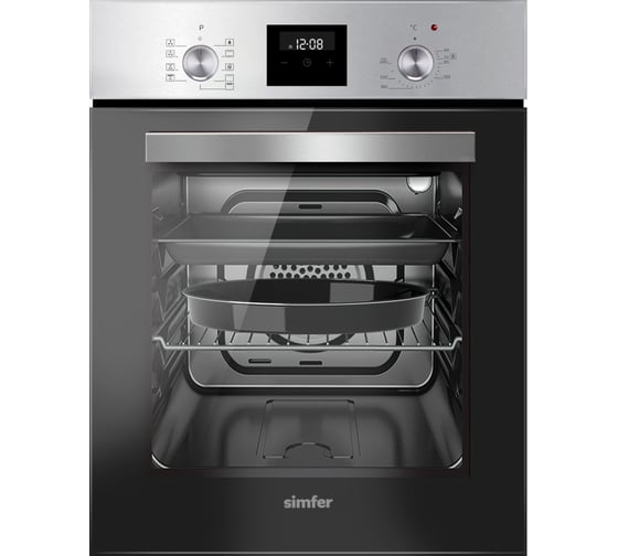 Изображение товара Электрический духовой шкаф SImfer 9 режимов работы, гриль, таймер, конвекция, серая B4EM59070