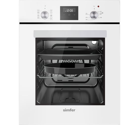 Изображение товара Электрический духовой шкаф SImfer 9 режимов работы, гриль, турбо-конвекция, таймер, белая B4EW59070
