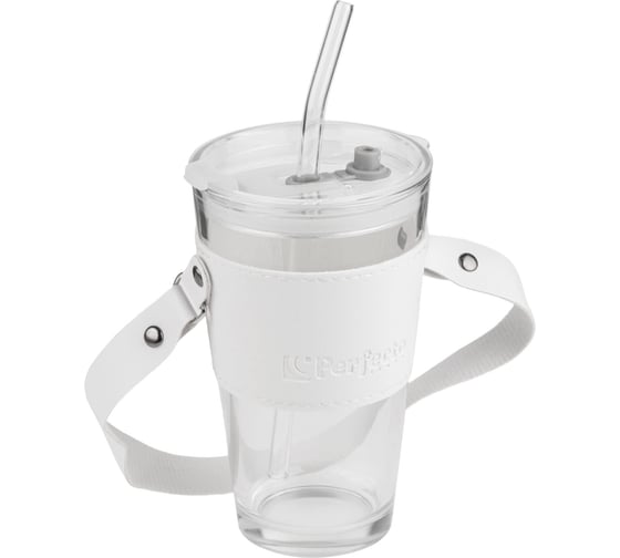 Изображение товара Стакан для напитков PERFECTO LINEA стеклянный с трубочкой, кожаным ремешком и кейсом, 450 мл, Clear 31-450301