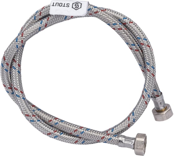 Изображение товара Гибкая подводка для воды ВР 1/2" х ВР 1/2", длина 1 м STOUT RG008P0SN01A91