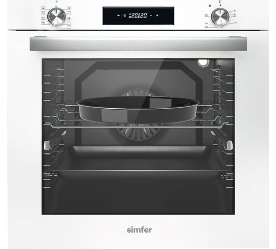 Изображение товара Электрический духовой шкаф SImfer 9 режимов работы, конвекция, гриль, таймер, белое стекло B6EC69070