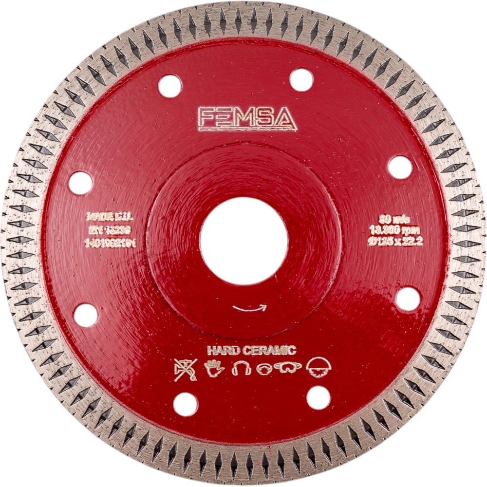Изображение товара Алмазный диск для керамики и камня 125 мм FEMSA HC10