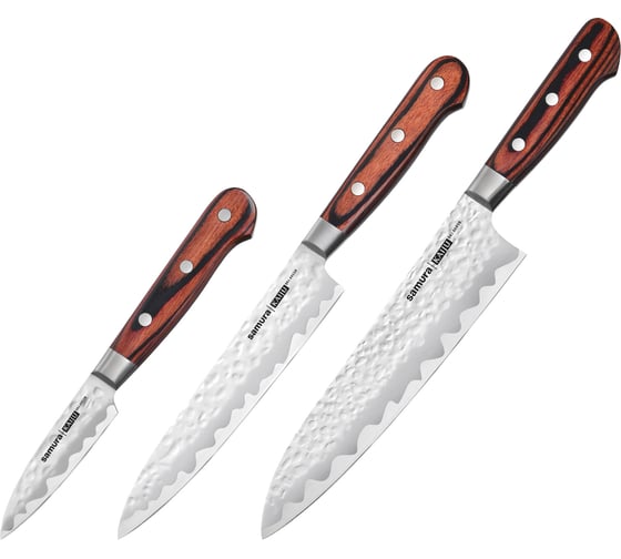 Изображение товара Набор из 3 ножей Samura "KAIJU" 11, 23, 85, AUS-8, дерево, с больстером SKJ-0220B/K