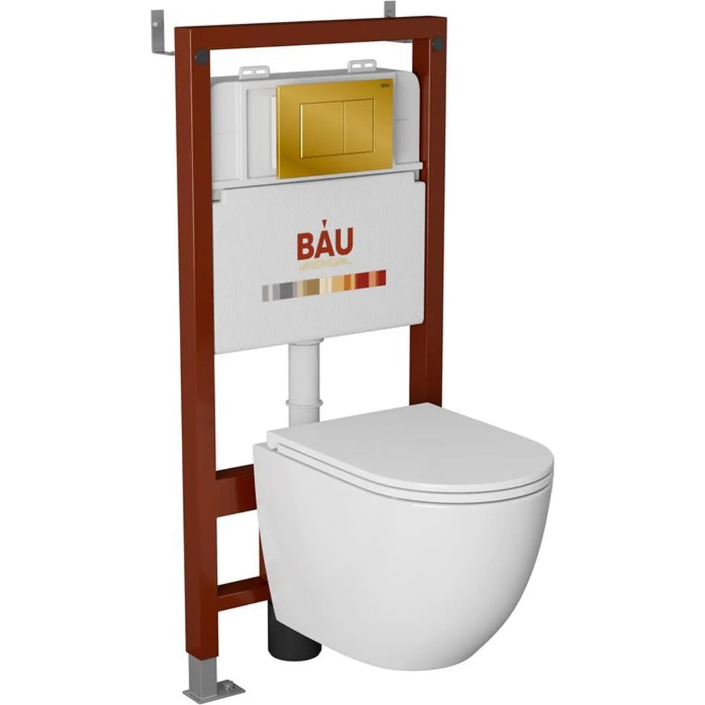 Изображение товара Комплект Bauedge BAU 6 в 1 инсталляция и унитаз с микролифтом и антисплеском