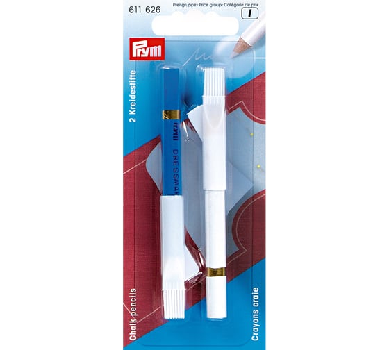 Изображение товара Меловые карандаши с щеткой PRYM 611626 2 шт., белый и синий 38540