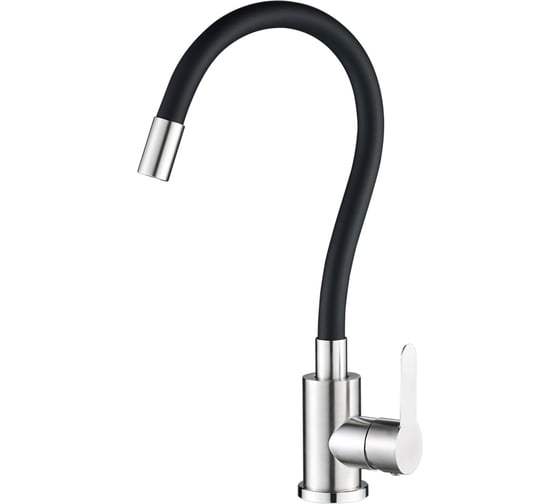 Изображение товара Смеситель для кухни WesnaАrt из нержавеющей стали с гибким изливом eko, сатин/черный EKO05-140