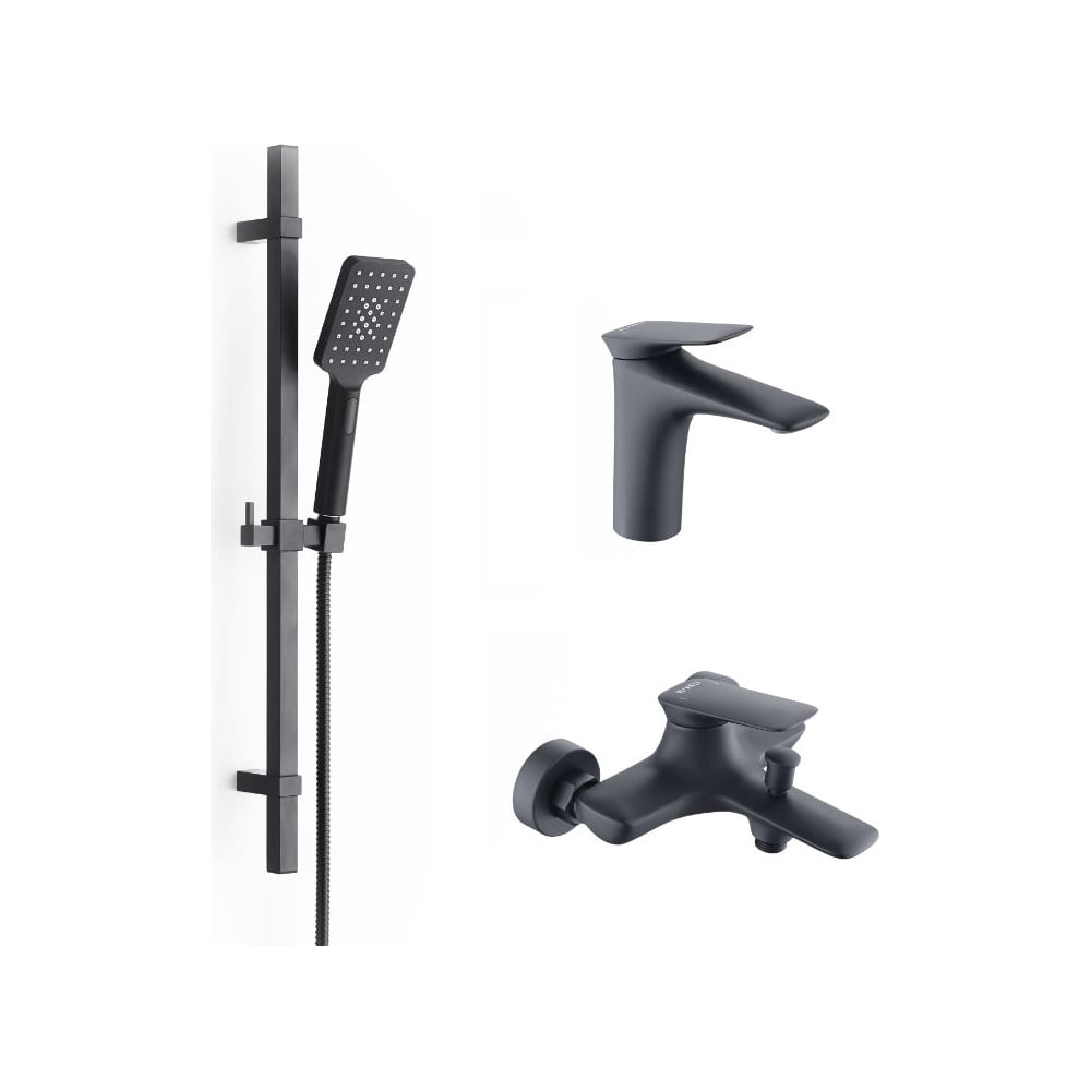 Изображение товара Душевой комплект BOND Cube 3x1 черный матовый современный стиль