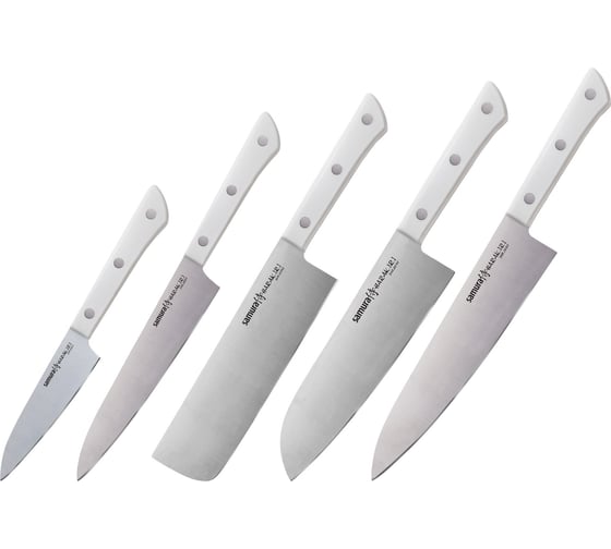 Изображение товара Набор ножей 5 в 1 Samura "HARAKIRI" 11, 23, 43, 85, 95, коррозионно-стойкая сталь, ABS пластик SHR-0250W/K