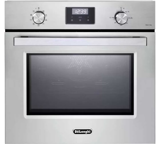 Изображение товара Многофункциональный электрический духовой шкаф DeLonghi plm 9 xlx 2 rus, 60 см, серебристый, конвекция, телескопические направляющие, 3 стекла дверцы К000000000130