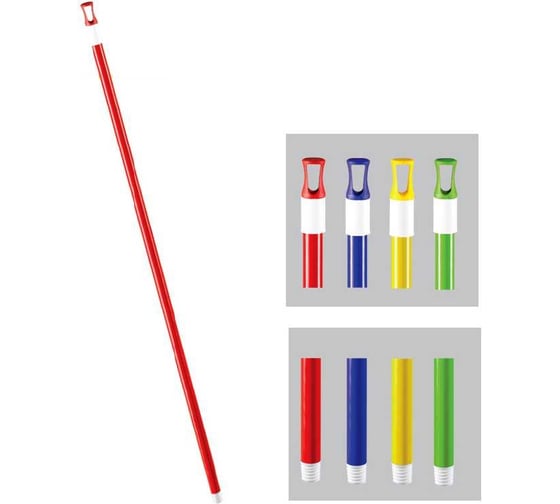 Изображение товара Ручка для держателя мопов Uctem-Plas 120 см, d=21 мм, металл, красная, резьба MSR294-R