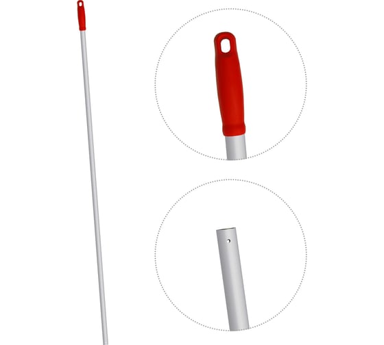 Изображение товара Ручка для держателя мопов Uctem-Plas 140 см, d=23,5 мм, алюминий, R, красный ARF201-R