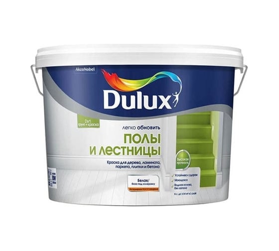 Изображение товара Краска Dulux полы и лестницы, полуглянцевая, BC, 9 л 5327466