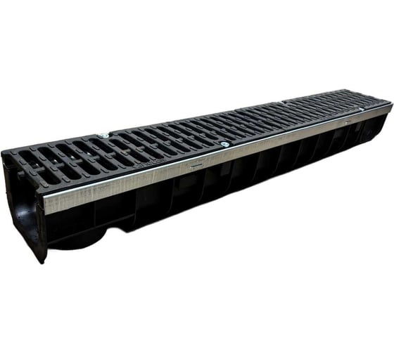 Изображение товара Пластиковый усиленный лоток Gidrolica dn100 h118,5 мм с полиамидной решеткой и крепежом класс с250 509 0804C