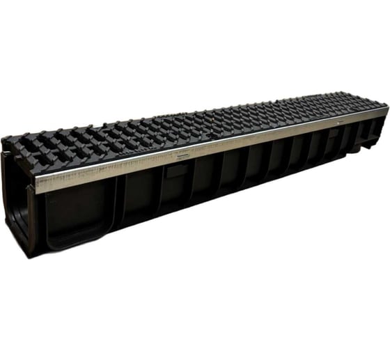 Изображение товара Пластиковый усиленный лоток Gidrolica dn100 h138,5 мм с щелевой чугунной решеткой, кл. е600 0801E