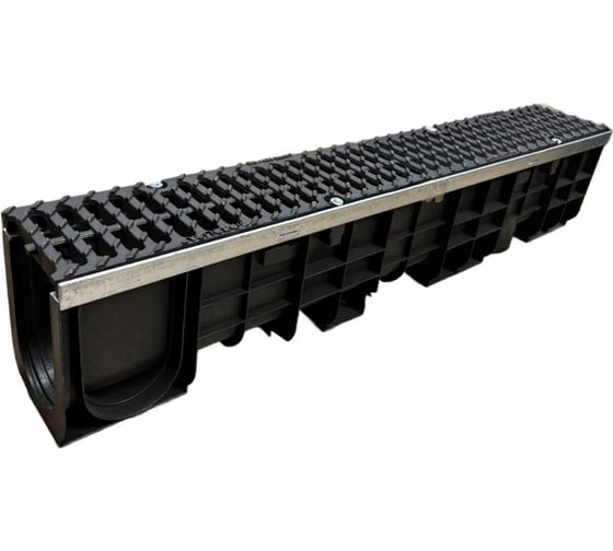 Изображение товара Пластиковый усиленный лоток Gidrolica dn100 h203,5 мм с щелевой чугунной решеткой, кл. е600 0802E