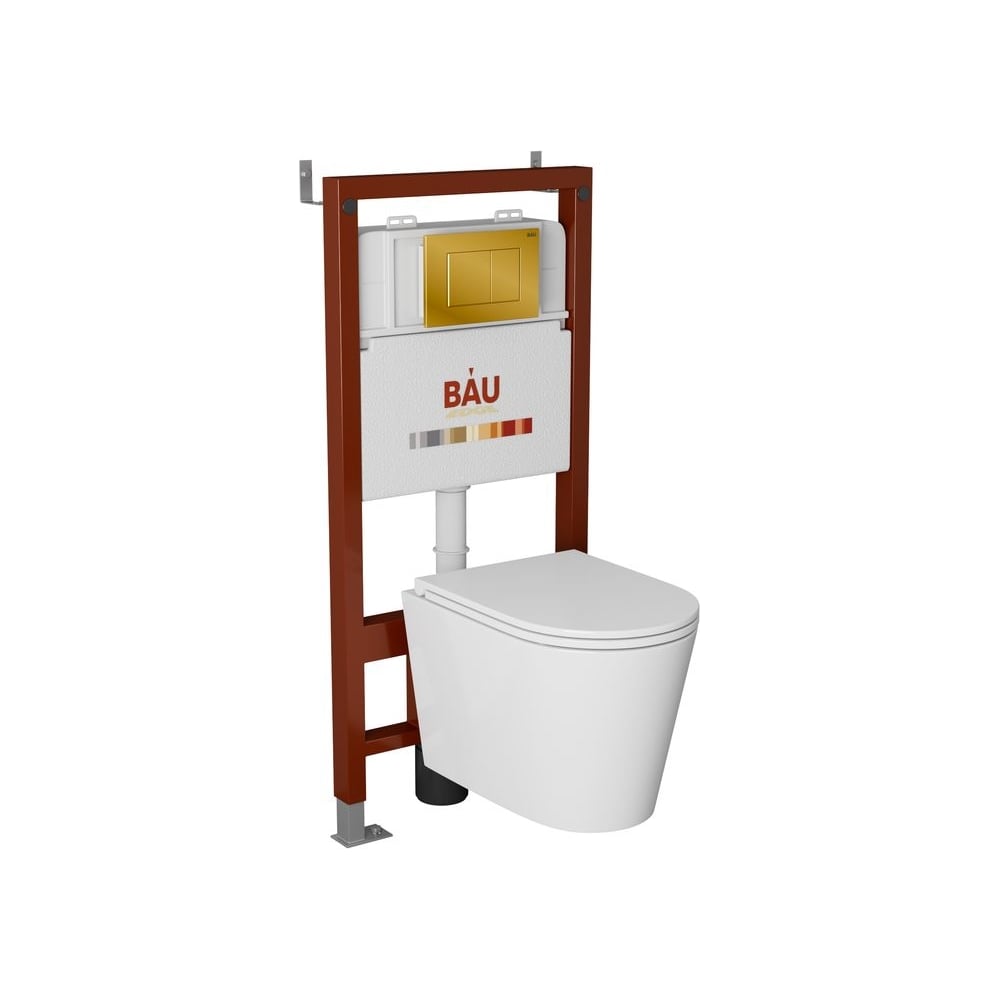 Изображение товара Комплект для ванной Bauedge BAU 6 в 1 с инсталляцией унитазом и сиденьем микролифт