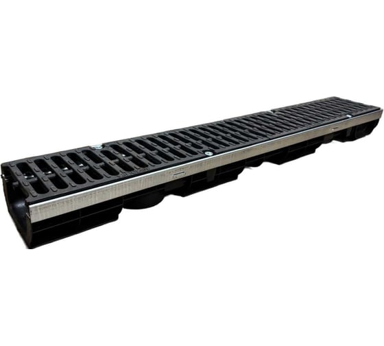 Изображение товара Пластиковый усиленный лоток Gidrolica dn100 h98,5 мм с щелевой чугунной решеткой, кл. d400 0803D