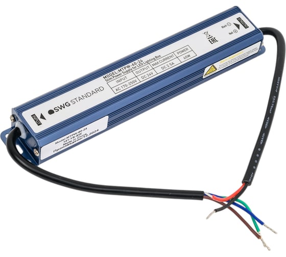 Изображение товара Блок питания SWG MINI Al TPW, 60 W Влагозащитный, 24 V, MTPW-60-24 00-00005631