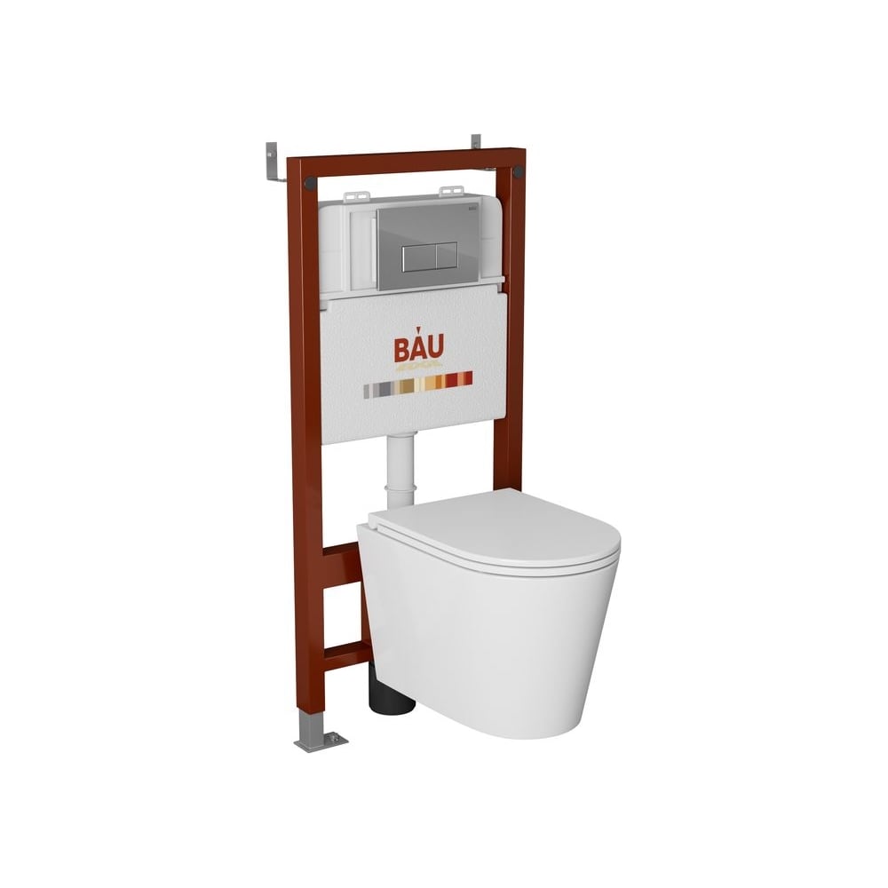 Изображение товара Комплект Bauedge BAU 6 в 1 инсталляция и подвесной унитаз Bau Nimb Hurricane-2