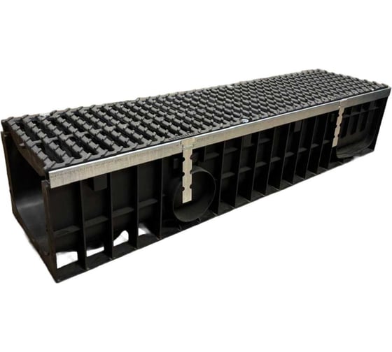 Изображение товара Пластиковый усиленный лоток Gidrolica dn200 h203,5 мм с щелевой чугунной решеткой, кл. е600 0820E