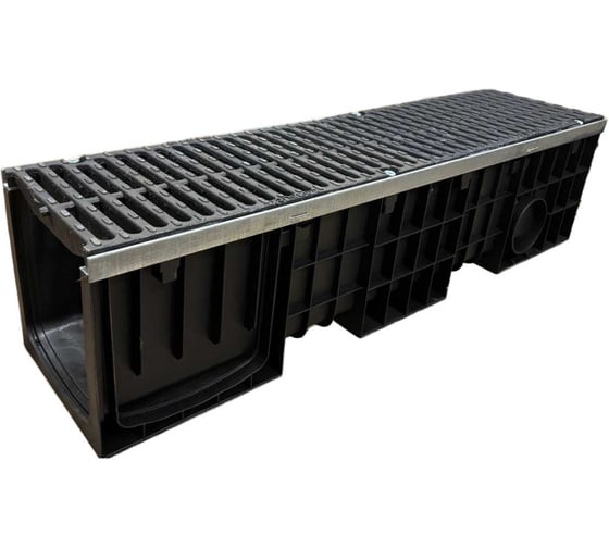Изображение товара Пластиковый усиленный лоток Gidrolica dn200 h253 мм с щелевой чугунной решеткой, кл. d400 0822D