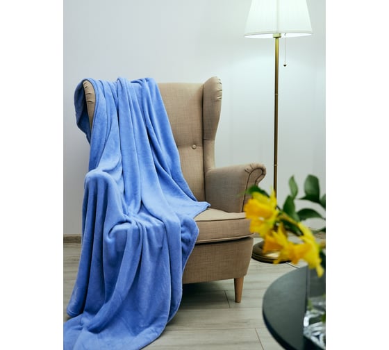 Изображение товара Покрывало (плед) Guten Morgen Велсофт, рис.16-3929, небесный, 100x150 см ПФН-100-150