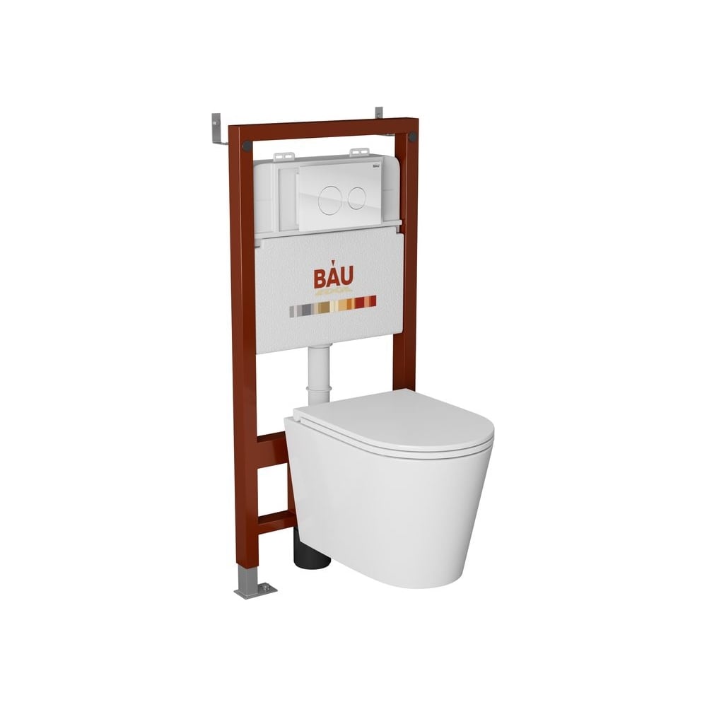 Изображение товара Комплект Bauedge BAU 6 в 1 с подвесным унитазом, инсталляцией и сиденьем