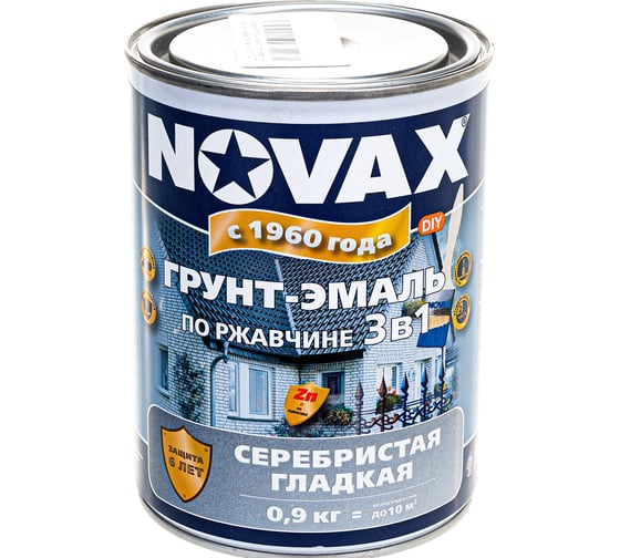 Изображение товара Грунт-эмаль по ржавчине с молотковым эффектом Goodhim NOVAX серебристый, 0.9 кг 39207