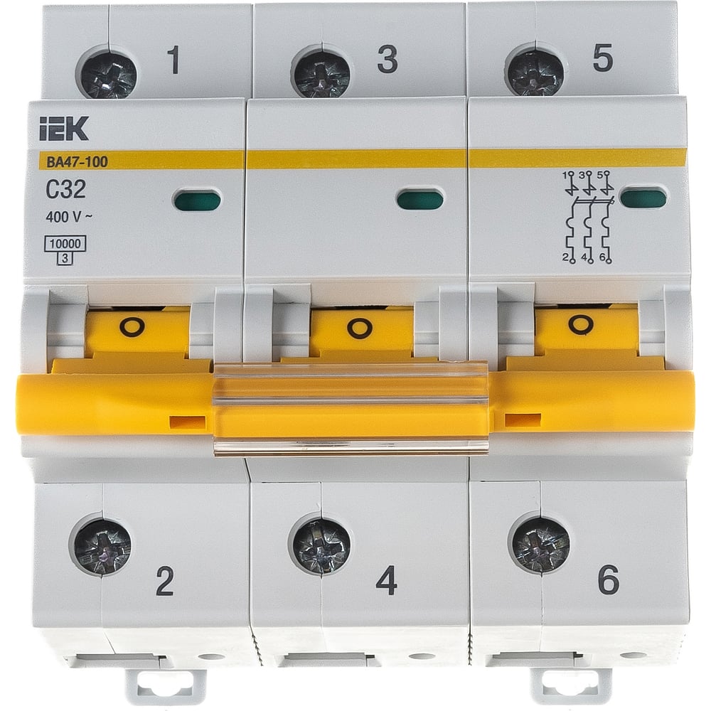Модульный автоматический выключатель IEK выключатель автоматический модульный 3п c 50а 10ка ва 47 100 proxima ekf mcb47100 3 50c pro