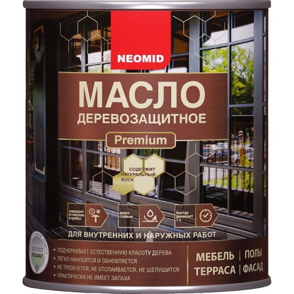 фото Деревозащитное масло neomid premium 0.75 л, тик н-маслоprem-0,75/тик