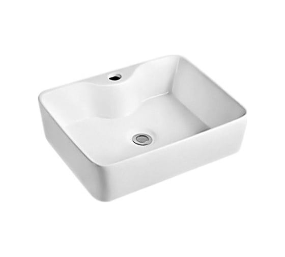 Изображение товара Прямоугольная накладная раковина Bauedge BAU Cerama 48x37, с отверстием под смеситель, белая NS0002
