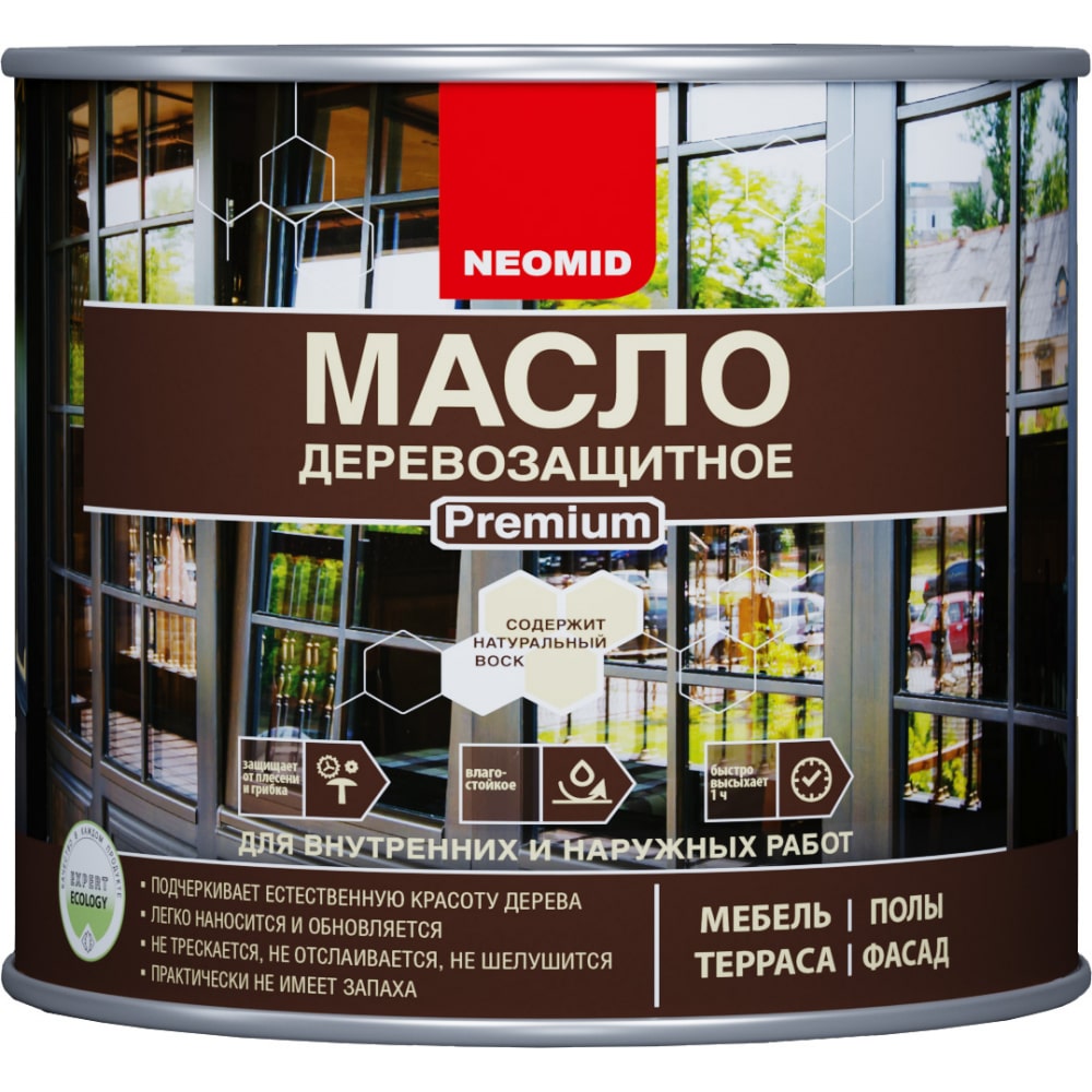 фото Деревозащитное масло neomid premium 2 л, белый н-маслоprem-2/бел