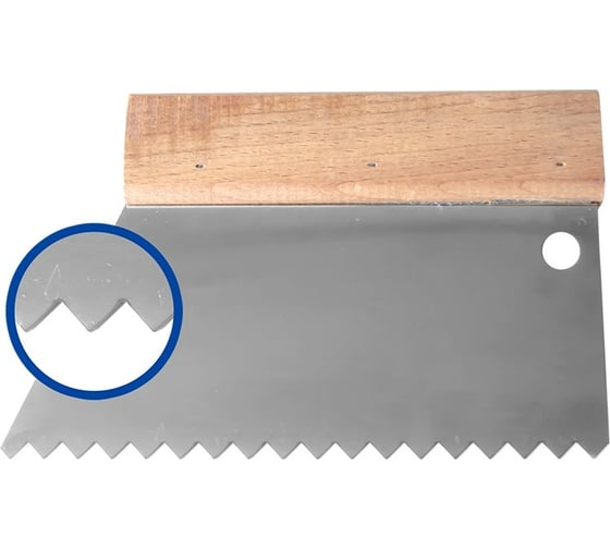 Изображение товара Шпатель нержавеющая сталь НАШ ИНСТРУМЕНТ 180 мм S4 зуб 10х5мм для клея /Р/ 020614-001